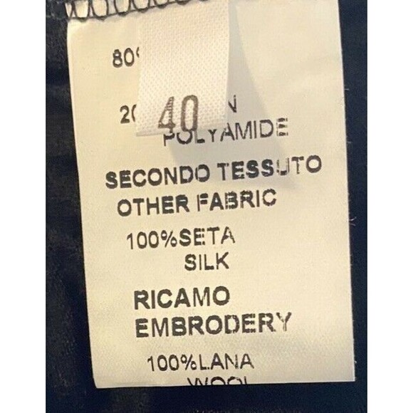 F. Whyci Milano Wool Top Size M Silk Black Blouse Crew Neck Long Sleeves - Picture 9 of 9